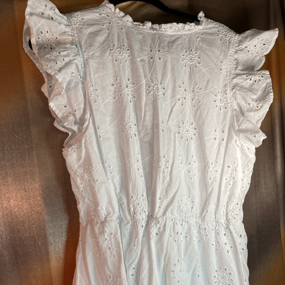 Size 20 Eloquii Elements white eyelet dress. Front bottom sewn up. 50” long - Picture 5 of 7